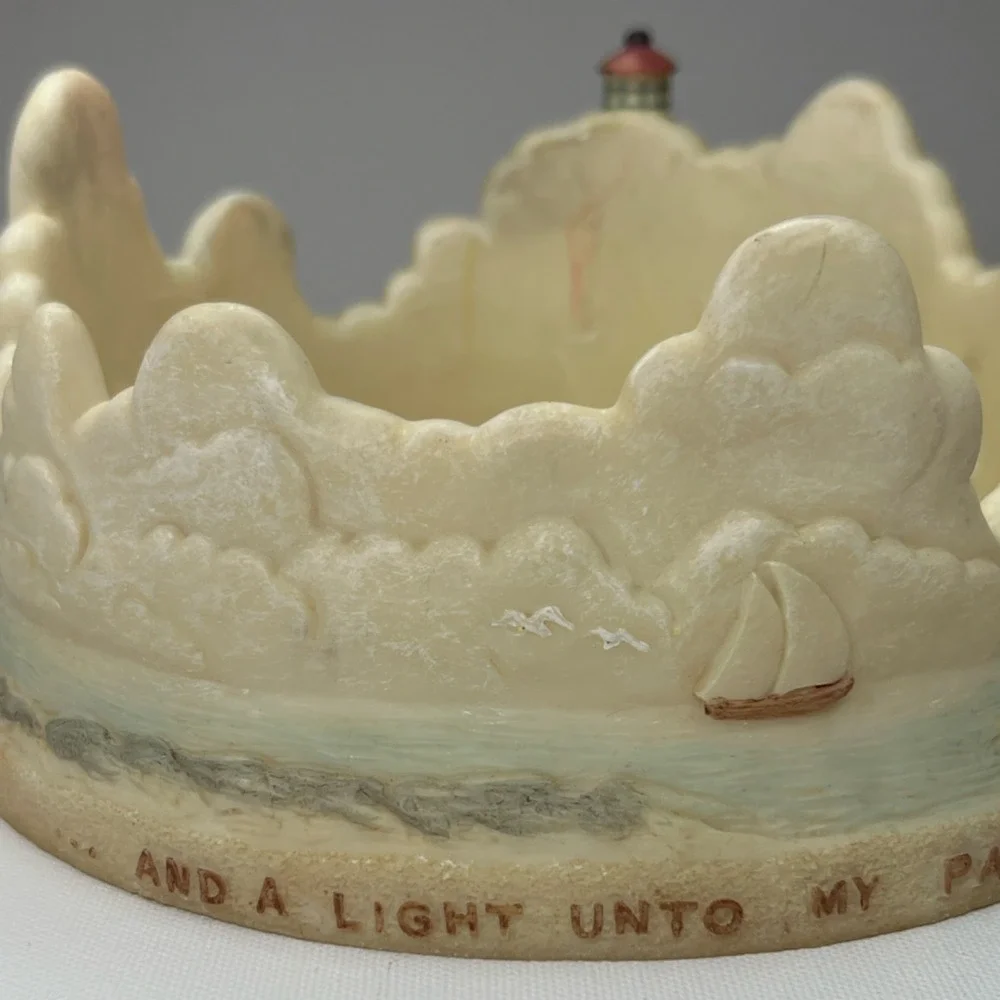 Religious Lighthouse Candle Holder Thy Word Is A Lamp Unto My Feet Resin Base